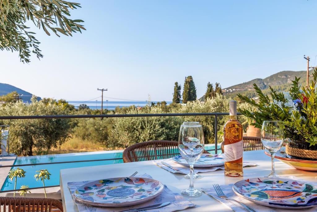 Skopelos Blue Heaven Pool Villa In Olive Grove Kültér fotó
